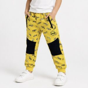 Boys Fleece Yellow Car Printed Trouser