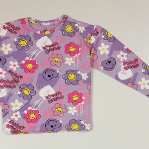 Girls Smiley Printed Drop Shoulder T-Shirt