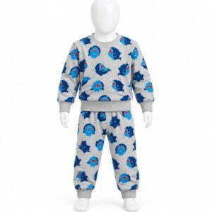 Kids Shark Print Cotton Fleece Tracksuit – Boys Sweatshirt & Jogger Pants Set