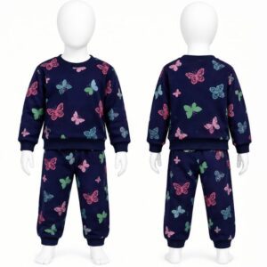 Girls Fleece Butterfly Printed Suit